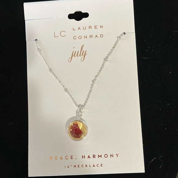 NWT Lauren Conrad Silver necklace with red July birthstone. 16” - Picture 1 of 2